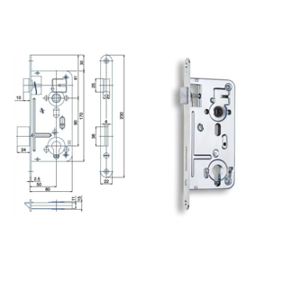 Zámek zadlabací Hobes 24026 (90/80) pravolevý