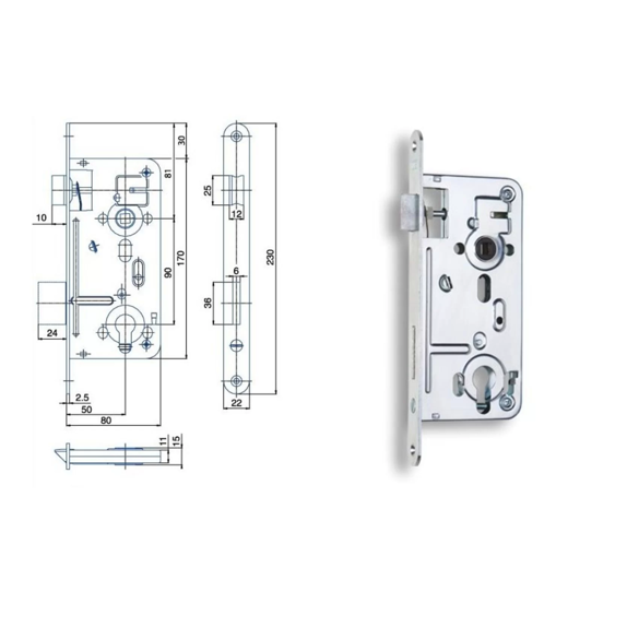 Zámek zadlabací Hobes 24026 (90/80) pravolevý