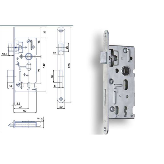 Zámek zadlabací Hobes K103 (72/60) pravolevý