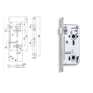 Zámek zadlabací Hobes 540 (90/80) pravolevý