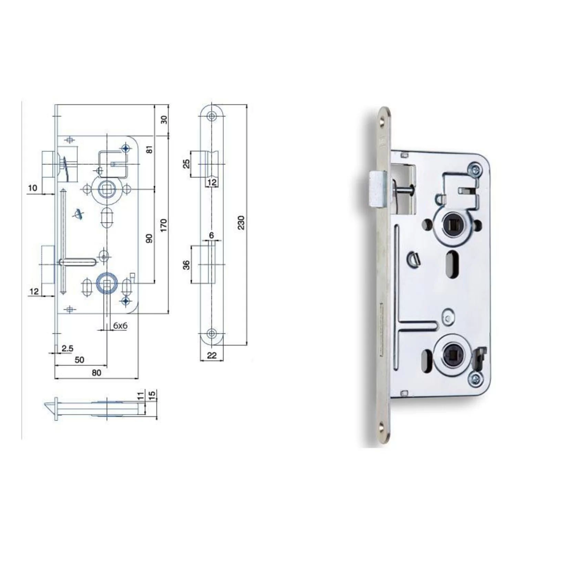 Zámek zadlabací Hobes 540 (90/80) pravolevý