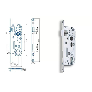 Zámek zadlabací Hobes 02-04 (90/60) pravolevý
