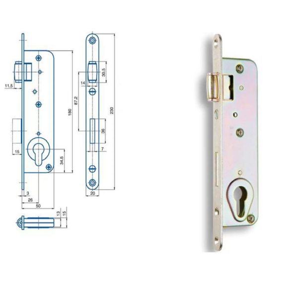 Zámek zadlabací Hobes G222 s válečkovou střelkou