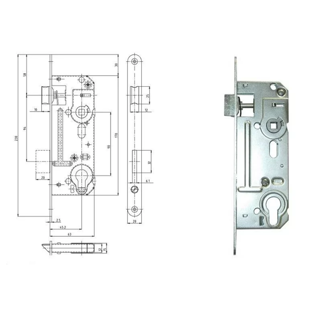 Zámek zadlabací Hobes 02-06 (90/63) pravolevý