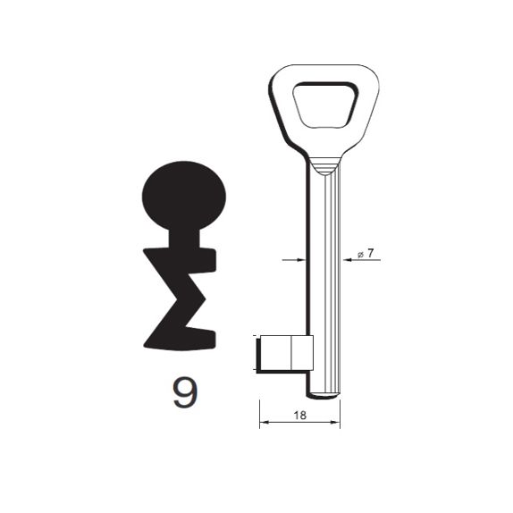 Klíč Hobes tvarový číslo 9
