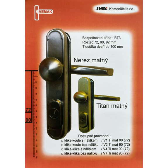 Kování Vemak V2 kl/ko 90 nerez mat