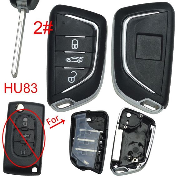Obal klíče old-new Citroën, Peugeot 3tl. HU-HCAP / HU83 baterie v obalu