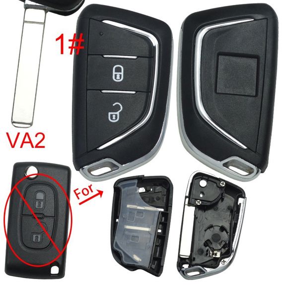 Obal klíče old-new Citroën, Peugeot 2tl. CIT-1P / VA2 baterie v obalu