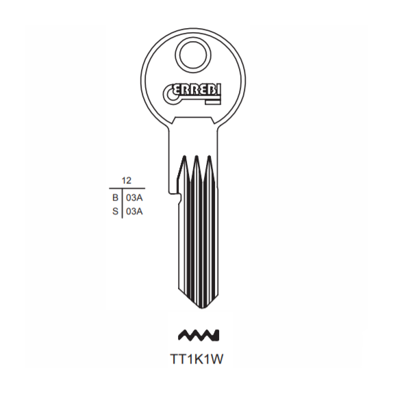 Klíč Errebi TT1K1W (Titan K6 pětistavítkový, Silca TN20)
