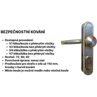 Kování Vemak V1 klika/koule s překrytím