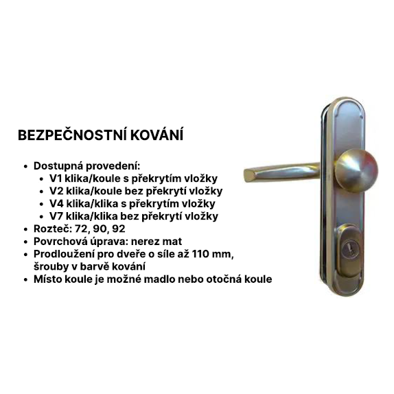 Kování Vemak V1 90 nerez mat - klika/koule s překrytím